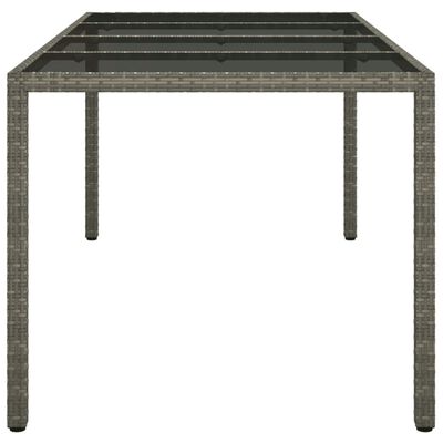 vidaXL Tavolo Giardino Grigio 190x90x75 cm Vetro Temperato Polyrattan