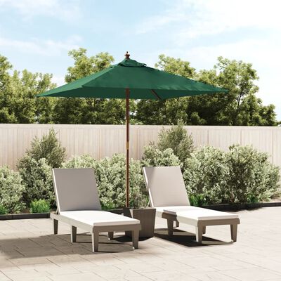 vidaXL Ombrellone da Giardino con Palo in Legno Verde 198x198x231 cm