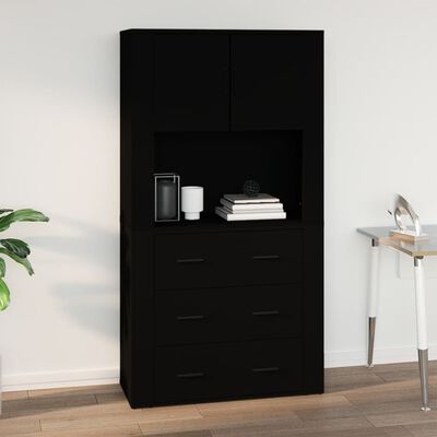 vidaXL Mobile a Parete Nero 80x33x80 cm in Legno Multistrato