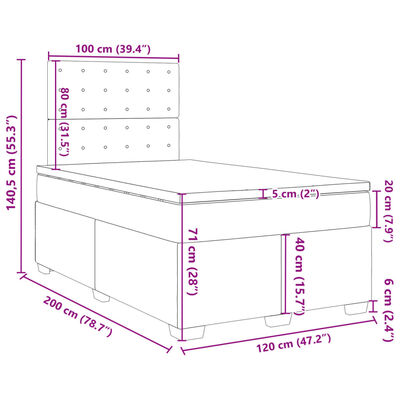 vidaXL Giroletto a Molle con Materasso Verde Scuro 120x200 cm Velluto