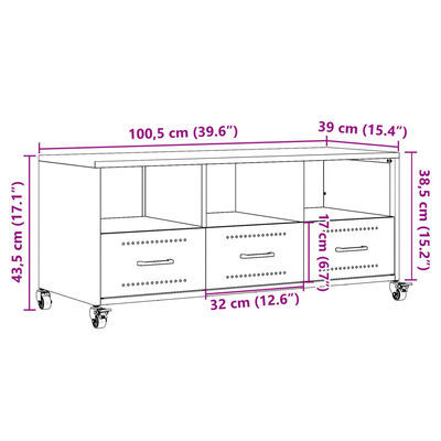 vidaXL Mobile TV Verde Oliva 100,5x39x43,5 cm in Acciaio