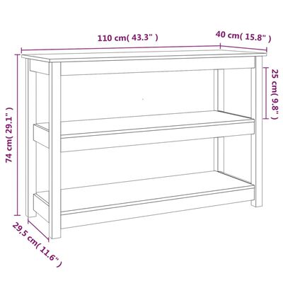 vidaXL Tavolo Consolle 110x40x74 cm in Legno Massello di Pino