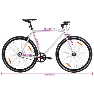 vidaXL Bicicletta a Scatto Fisso Bianca e Nera 700c 51 cm