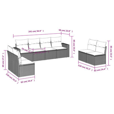 vidaXL Set Divani da Giardino con Cuscini 8 pz Nero in Polyrattan