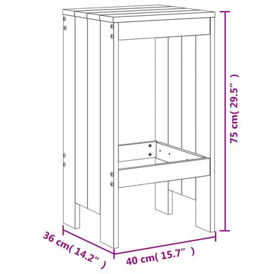 vidaXL Sgabelli da Bar 2 pz 40x36x75 cm in Legno Massello di Pino