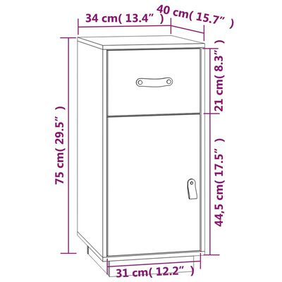 vidaXL Credenza Grigia 34x40x75 cm in Legno Massello di Pino