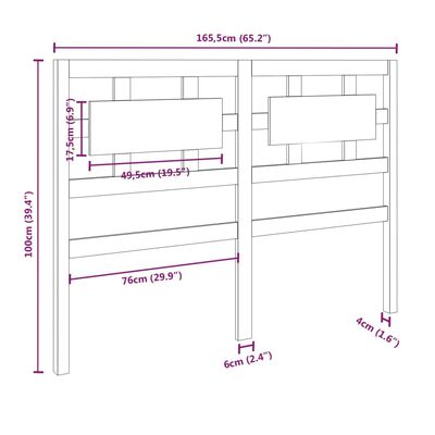 vidaXL Testiera per Letto 165,5x4x100 cm Legno Massello di Pino