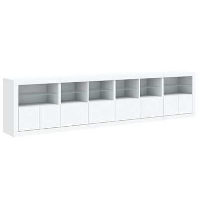 vidaXL Credenza con Luci LED Bianca 283x37x67 cm