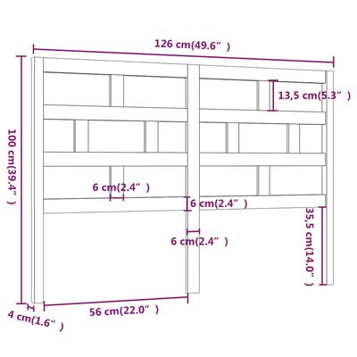 vidaXL Testiera per Letto Grigia 126x4x100cm in Legno Massello di Pino