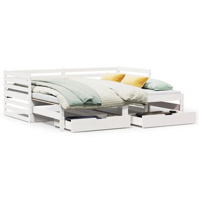 vidaXL Dormeuse con Cassetti Bianco 90x200 cm Legno Massello di Pino