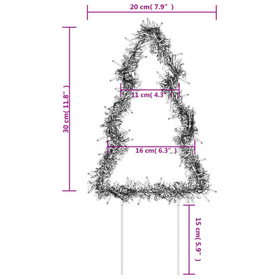 vidaXL Decorazioni Luminose Natalizie Picchetti 3pz Albero 50LED 30cm