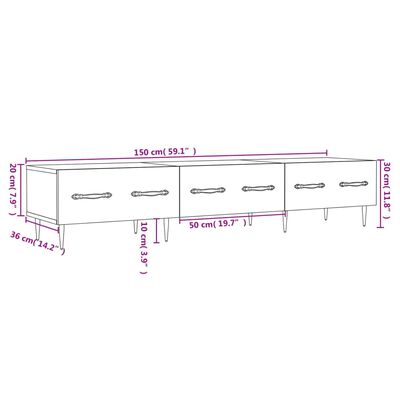 vidaXL Mobile Porta TV Nero 150x36x30 cm in Legno Multistrato