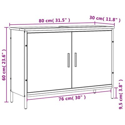 vidaXL Mobile Lavabo Bagno Nero 80x30x60 cm in Legno Multistrato