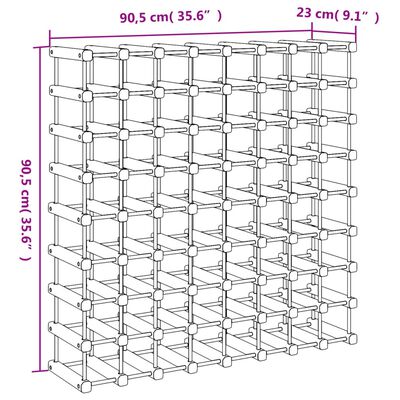 vidaXL Portabottiglie Vino 72 Bottiglie 90,5x23x90,5 cm Massello Pino