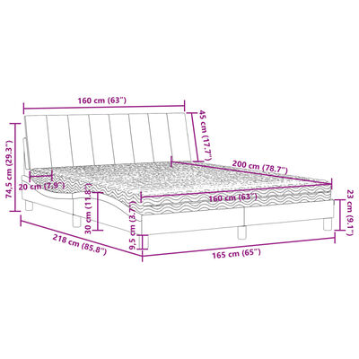 vidaXL Letto con Materasso Blu 160x200 cm in Velluto