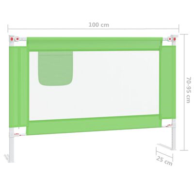 vidaXL Sponda Letto di Sicurezza per Bambini Verde 100x25cm in Tessuto