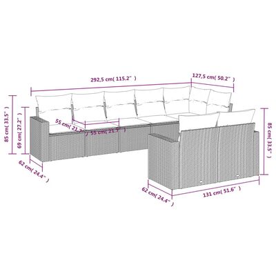 vidaXL Set Divano da Giardino 8pz con Cuscini Grigio Chiaro Polyrattan