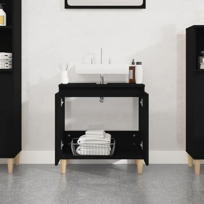 vidaXL Mobile Lavabo Nero 58x33x60 cm in Legno Multistrato