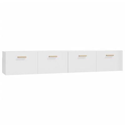 vidaXL Mobili Parete 2pz Bianco Lucido 100x36,5x35cm Legno Multistrato