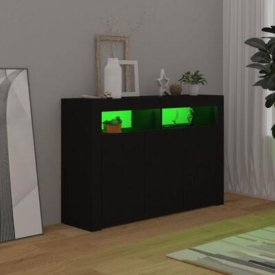 vidaXL Credenza con Luci LED Nera 115,5x30x75 cm