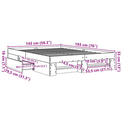 vidaXL Giroletto Grigio Cemento 140x190 cm in Legno Multistrato