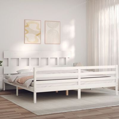 vidaXL Giroletto Testiera Bianco Super King Size in Legno Massello