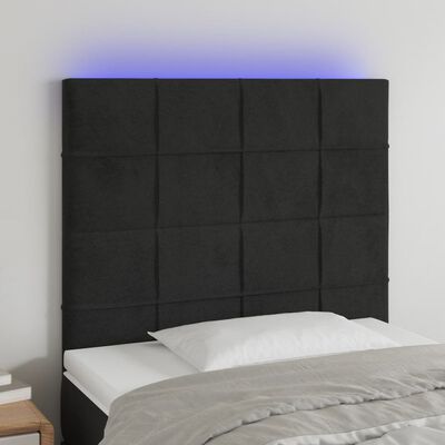 vidaXL Testiera a LED Nera 100x5x118/128 cm in Velluto