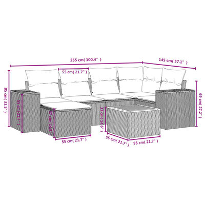 vidaXL Set Divani da Giardino 7 pz con Cuscini Grigio in Polyrattan