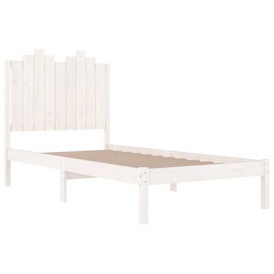 vidaXL Giroletto in Legno Massello Bianco 75x190 cm Small Single