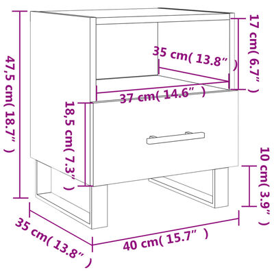 vidaXL Comodini 2 pz Rovere Fumo 40x35x47,5 cm in Legno Multistrato