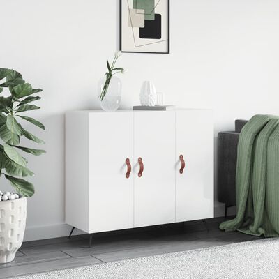 vidaXL Credenza Bianco Lucido 90x34x80 cm in Legno Multistrato