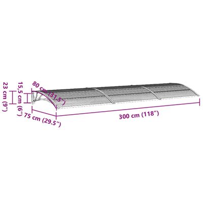 vidaXL Tettoia per Porta Grigia 300x75 cm in Policarbonato