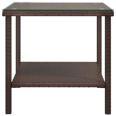 vidaXL Tavolino Marrone 45x45x45 cm Polyrattan e Vetro Temperato