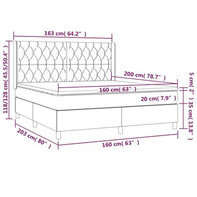 vidaXL Giroletto a Molle con Materasso Blu 160x200 cm in Tessuto