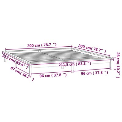 vidaXL Giroletto con LED senza Materasso Ambra 200x200 Legno Massello