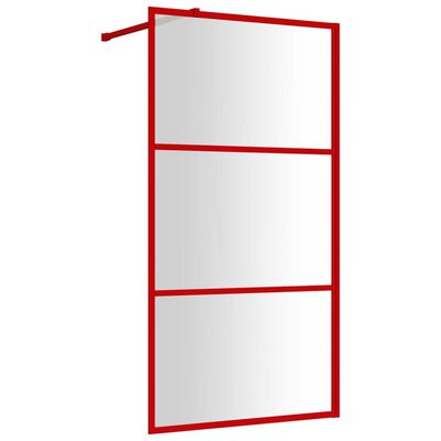 vidaXL Parete per Doccia Walk-in Vetro Trasparente ESG 115x195cm Rossa