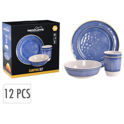 Redcliffs Set Stoviglie da Campeggio 12 pz in Melamina Blu