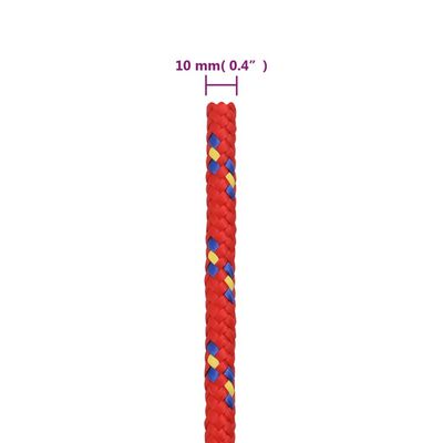 vidaXL Corda per barca Rossa 10 mm 100 m in Polipropilene