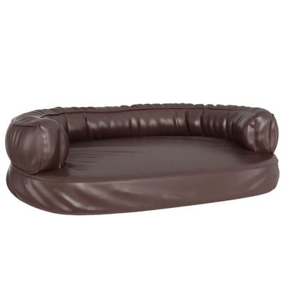 vidaXL Letto per Cani Ergonomico Gommapiuma Marrone 88x65cm Similpelle