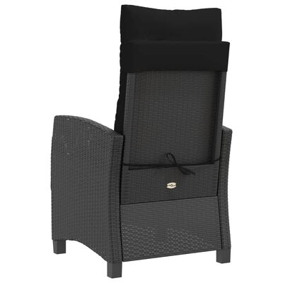 vidaXL Sedie Reclinabili da Giardino 2 pz con Cuscini Nero Polyrattan