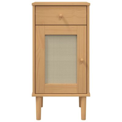 vidaXL Comodino SENJA Aspetto Rattan Marrone 40x35x80 cm in Legno Pino