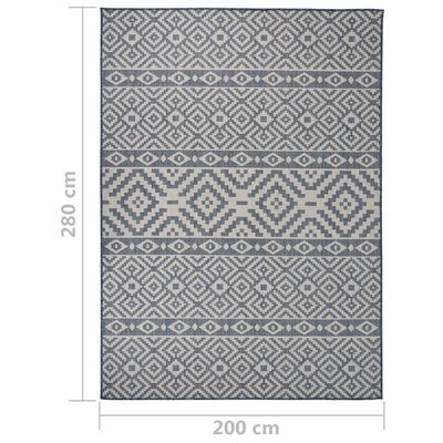 vidaXL Tappeto da Esterni a Tessitura Piatta 200x280 cm Strisce Blu