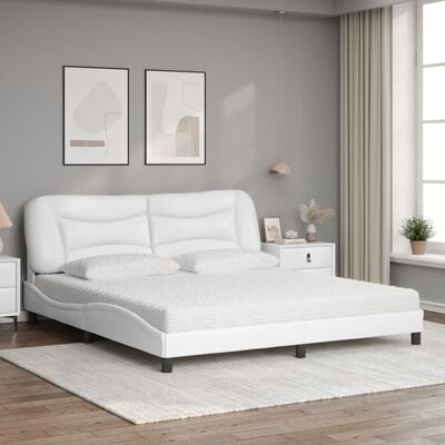 vidaXL Letto con Materasso Bianco 180x200 cm in Similpelle