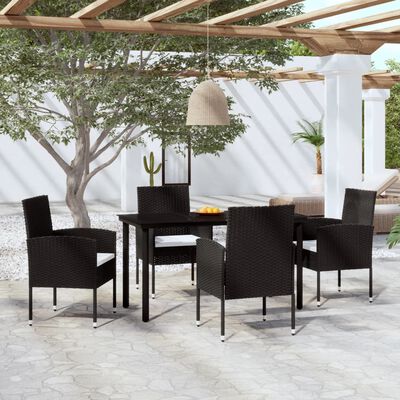 vidaXL Set da Pranzo da Giardino 5 pz Nero