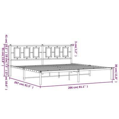 vidaXL Giroletto con Testiera in Metallo Nero 200x200 cm