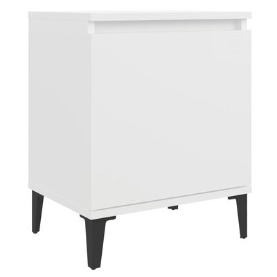 vidaXL Comodino con Gambe in Metallo Bianco 40x30x50 cm