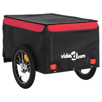 vidaXL Rimorchio da Bici Nero e Rosso 45 kg in Ferro