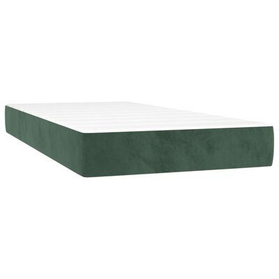 vidaXL Letto a Molle con Materasso e LED Verde Scuro 90x200cm Velluto