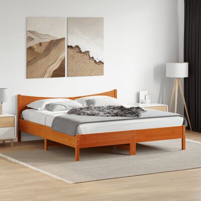 vidaXL Giroletto senza Materasso Marrone Cera 180x200 cm Legno di Pino