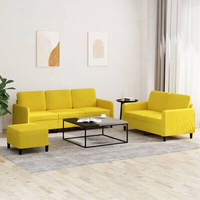 vidaXL Set di Divani 3 pz Giallo in Velluto